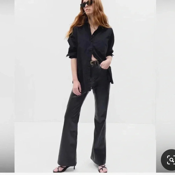 GAP High Rise Vegan Leather 70’s flare pants size 16 - Picture 2 of 10